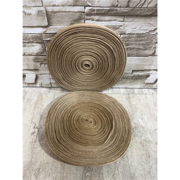 Lot Of 2 Burlap Ribbon Wired Soft Natural Fabric