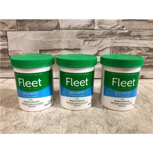 Lot Of 3 Jars Of Fleet Laxative Glycerin Suppositories - 50 Adult Suppositories Per Jar