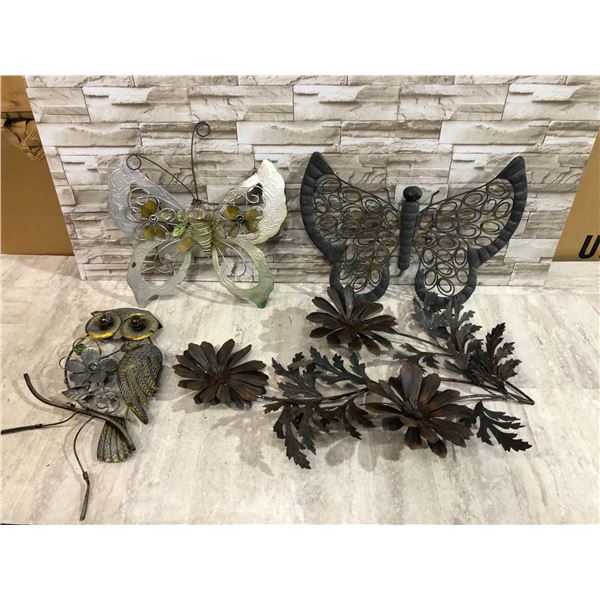 Lot Of 4 Metal Decorative Garden Pieces