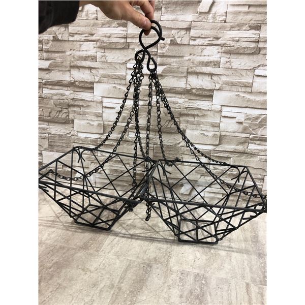 Lot Of 2 Black Metal Wire Hanging Baskets