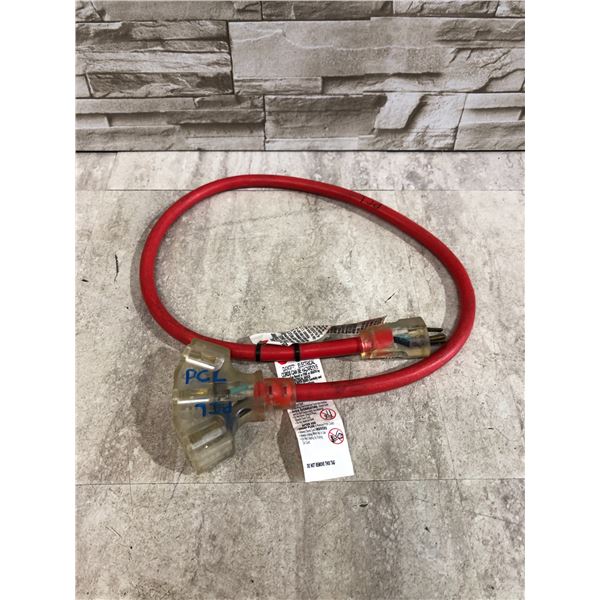 Short Red 3 Outlet Extension Cord