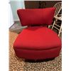 Image 1 : 1950s Red Swivel Lounge Chair with Wooden Legs