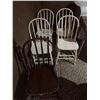 Image 1 : Five Wooden Spindle Back Chairs, Four White, One Brown