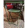 Image 2 : Antique Green Metal Folding Card Table With Two Matching Chairs