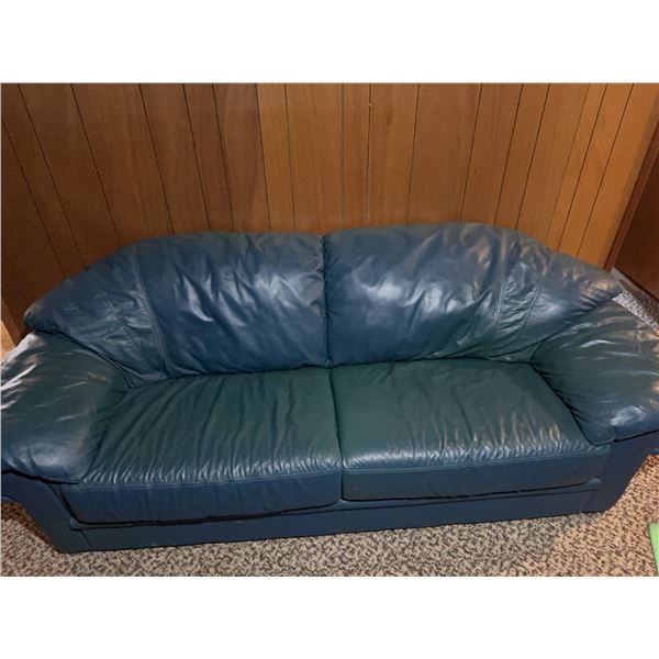 Green Leather Sofa in Excellent Condition