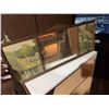 Image 1 : Framed Mirror With Two Country Cottage Prints, 24" x 9"
