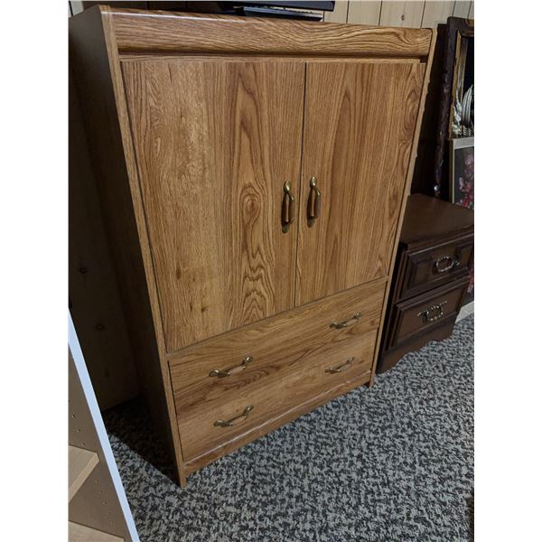 Wood Laminate Storage Cabinet With Brass Handles, 81cm x 40cm x 117cm