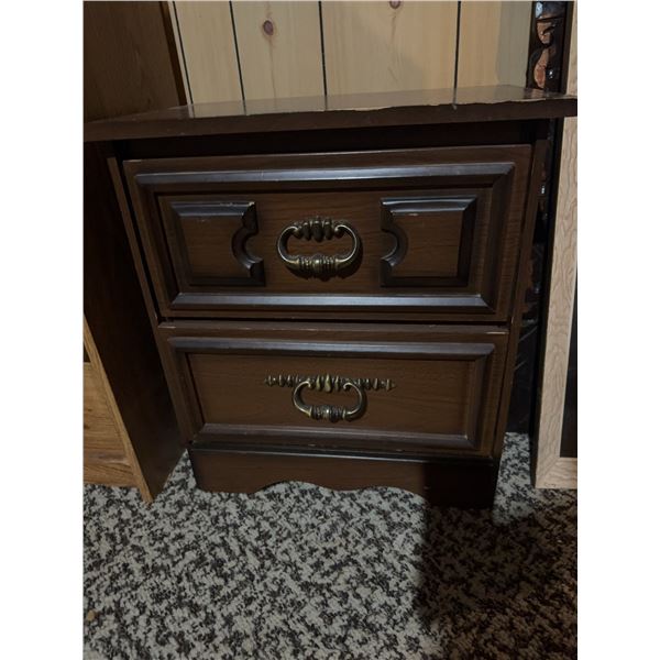 Two-Drawer Wooden Nightstand With Brass Handles