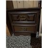 Image 1 : Two-Drawer Wooden Nightstand With Brass Handles