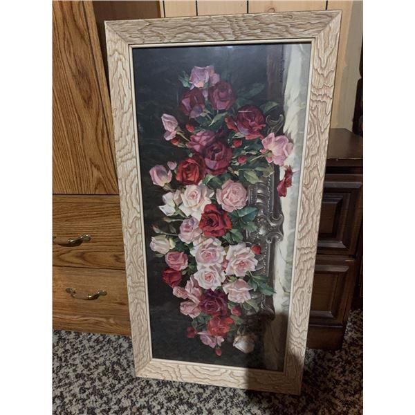 Framed Rose Bouquet Floral Print, 44" x 24"