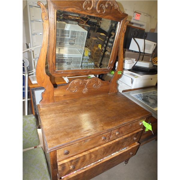 Wooden Oak Dresser w/ Mirror