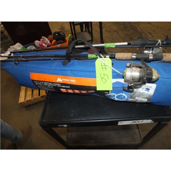 6t x 4ft Canopy Tent & 2 Fishing Rods