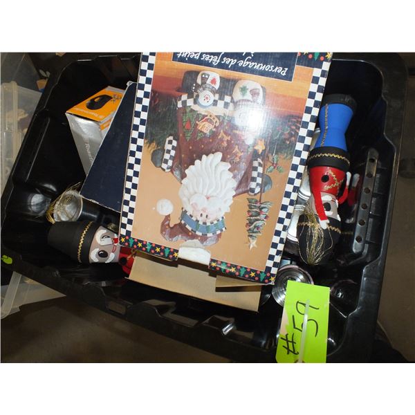 Tote Of Christmas Decorations & Misc