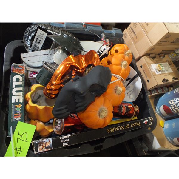Tote Of Halloween Deco & Board Games