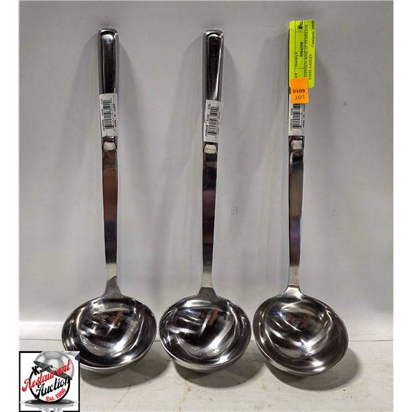 3 JOHNSON ROSE 13" STAINLESS STEEL LADLES