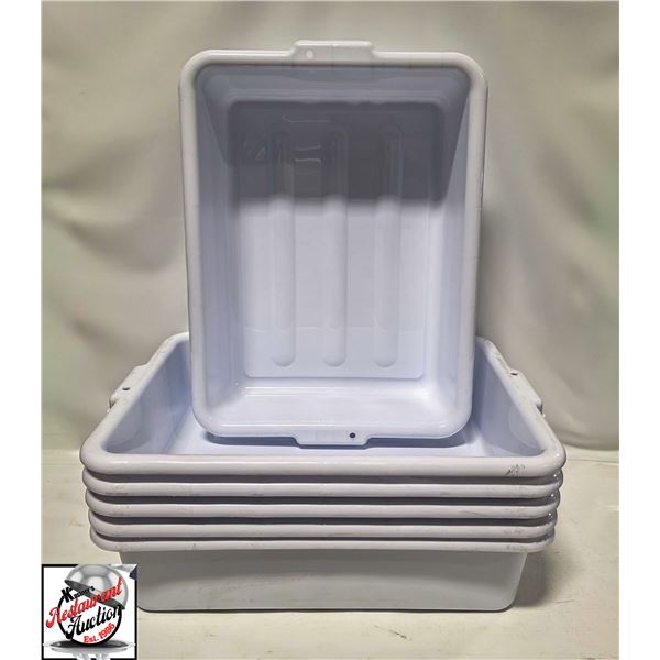 GROUP OF 6 NEW GLOBE WHITE BUS BINS -5"
