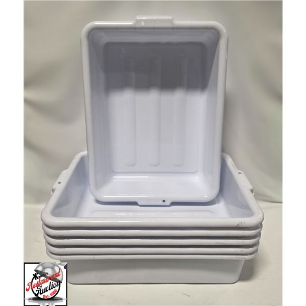 GROUP OF 6 NEW GLOBE WHITE BUS BINS -5"