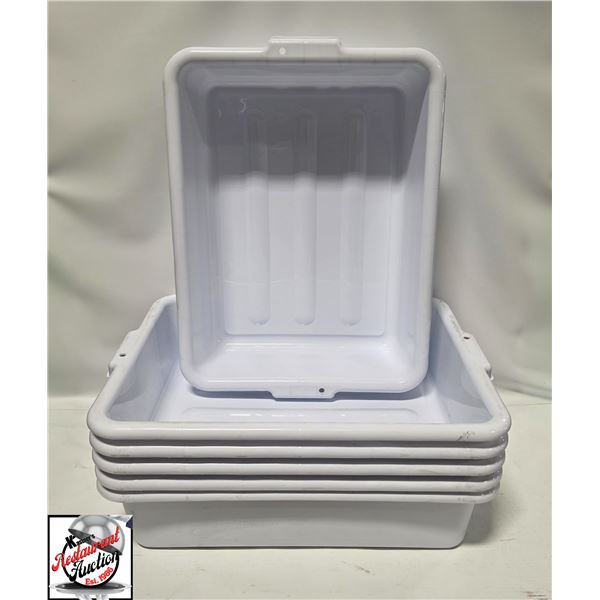 GROUP OF 6 NEW GLOBE WHITE BUS BINS -5"