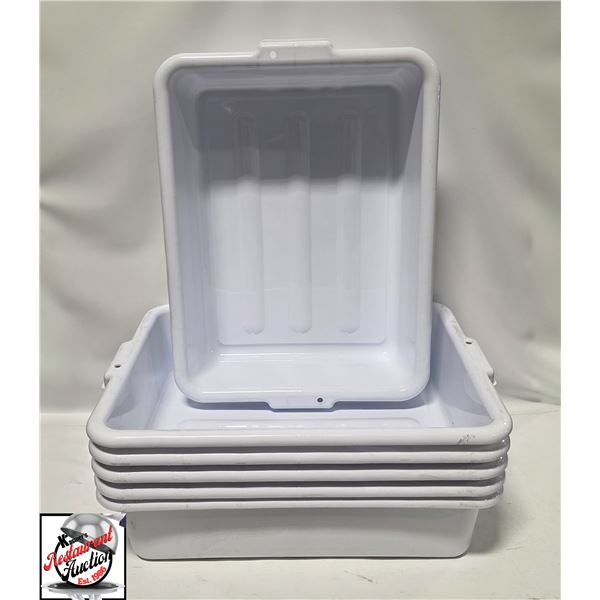 GROUP OF 6 NEW GLOBE WHITE BUS BINS -5"