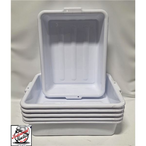 GROUP OF 6 NEW GLOBE WHITE BUS BINS -5"