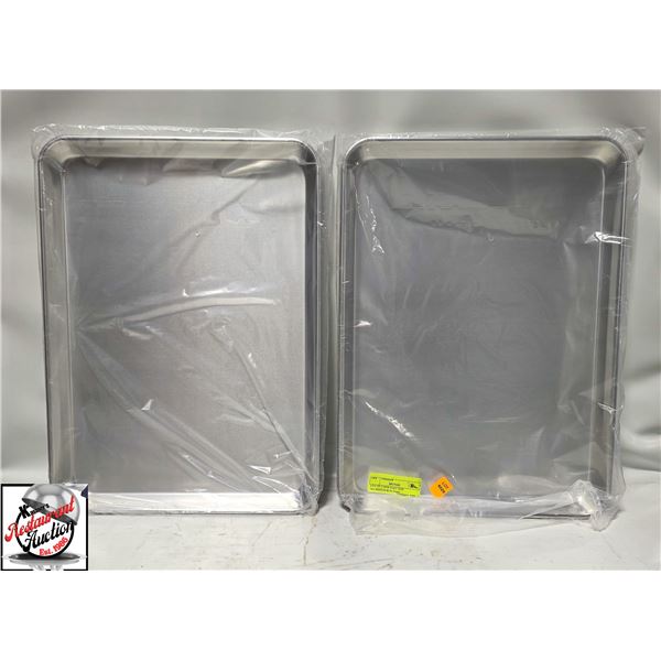 LOT OF 2 NEW HALF SIZE ALUMINUM BUN PANS