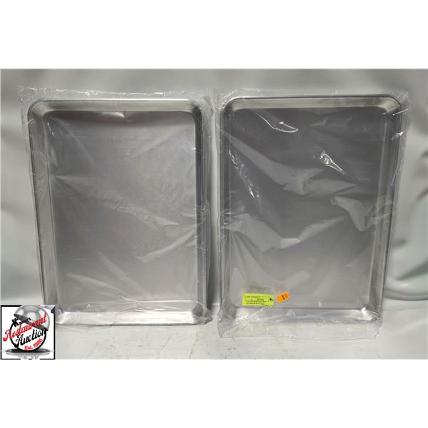 LOT OF 2 NEW HALF SIZE ALUMINUM BUN PANS
