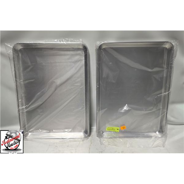 LOT OF 2 NEW HALF SIZE ALUMINUM BUN PANS