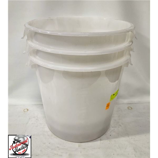 3 RUBBERMAID 18QT WHITE ROUND INGREDIENT BINS-NEW