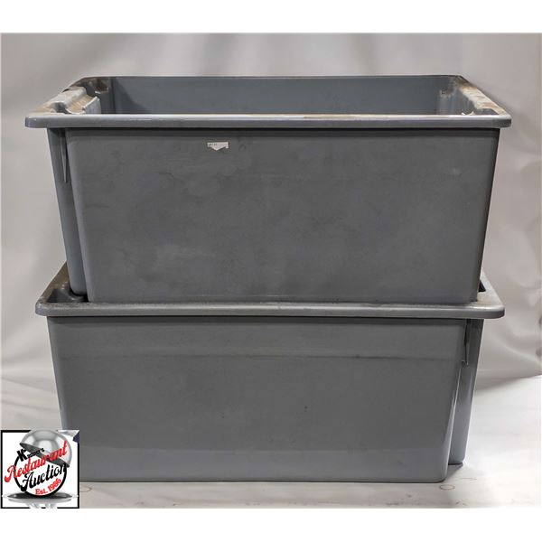 2 RUBBERMAID NEST & STACK POLY TOTES M# 1371