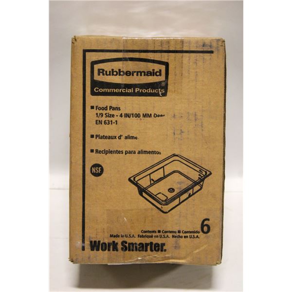 CASE OF 6 NEW RUBBERMAID POLYCARB INSERTS - 4"