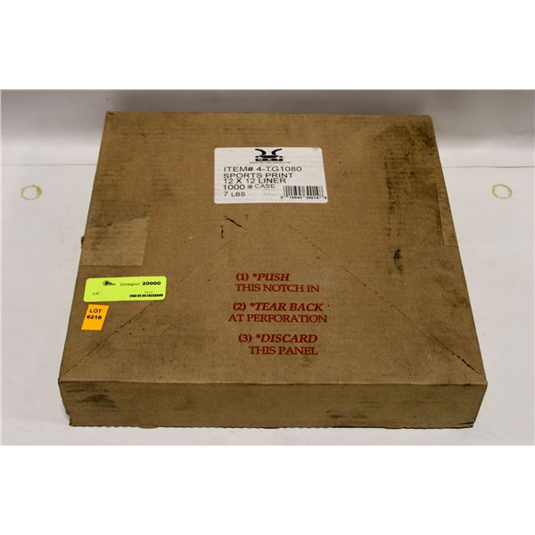 CASE OF 1000 SPORTS PRINT 12" X 12" LINERS