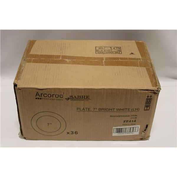 CASE OF 36 ARCOROC BRIGHT WHITE PORCELAIN PLATES