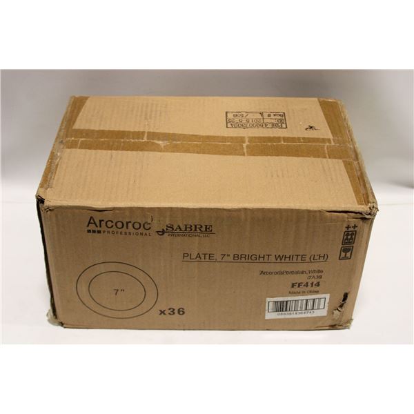 CASE OF 36 ARCOROC BRIGHT WHITE PORCELAIN PLATES