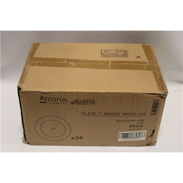CASE OF 36 ARCOROC BRIGHT WHITE PORCELAIN PLATES