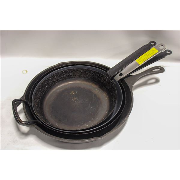 BAILIFF SEIZURE: 4 ASSORTED FRYING PANS