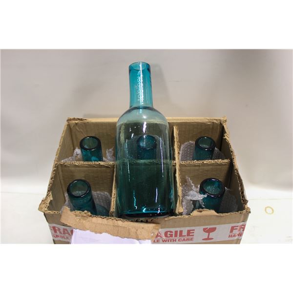 BAILIFF SEIZURE: 6 BLUE TABLEAU WATER CARAFES