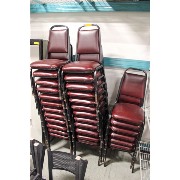 BAILIFF SEIZURE: 31 RED FAUX LEATHER DINING CHAIRS