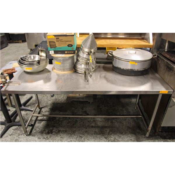 BAILIFF SEIZURE: S/S WORK TABLE W/ MOUNTED CAN