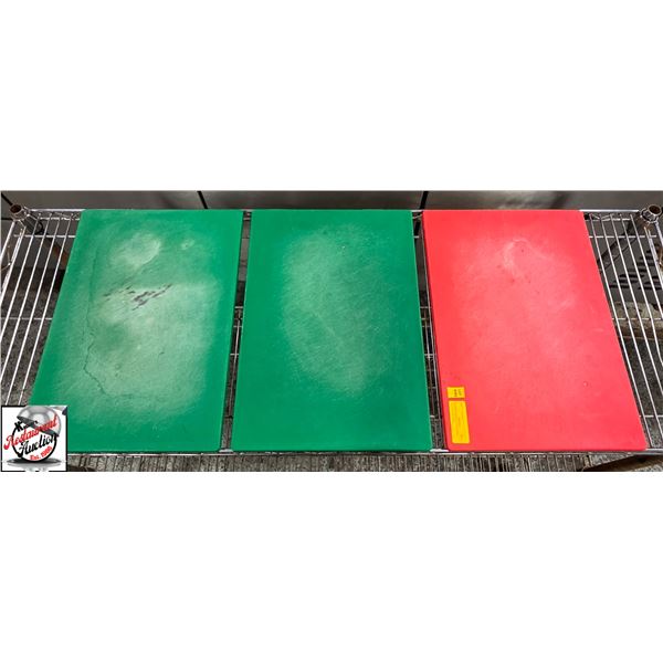 BAIILFF SEIZURE: 3 COLOURED CUTTING BOARDS