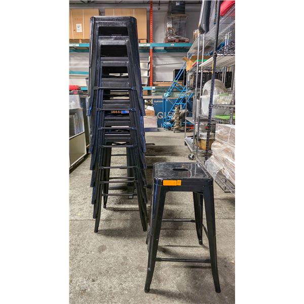BAILIFF SEIZURE: 8 BLACK METAL DINING STOOLS