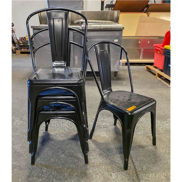 BAILIFF SEIZURE: 4 BLACK METAL DINING CHAIRS