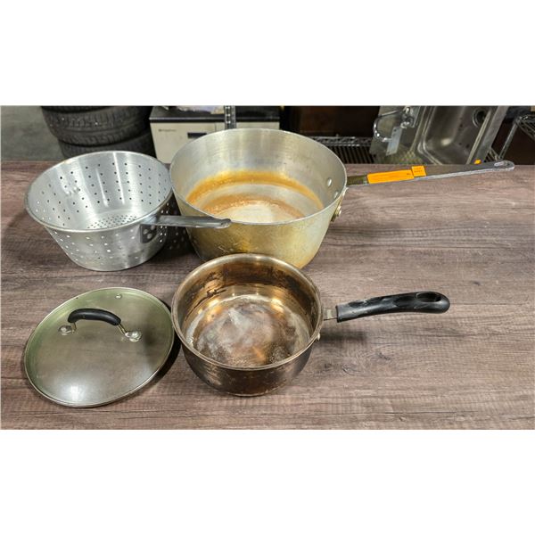 BAILIFF SEIZURE: 2 SAUCEPANS AND 1 STRAINER