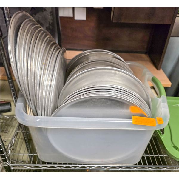 BAILIFF SEIZURE: BIN OF ASSORTED PIZZA PANS