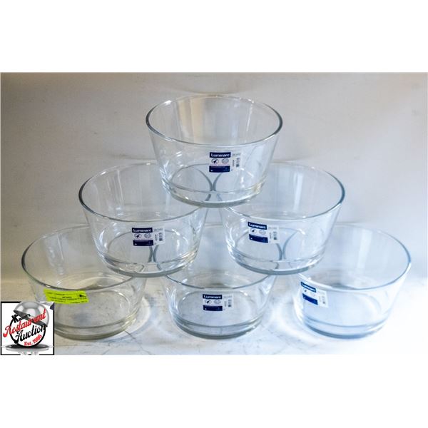 6 NEW LUMINAC UNISSON T GLASS SALAD BOWLS