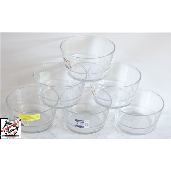 6 NEW LUMINARC UNISSON T GLASS SALAD BOWLS