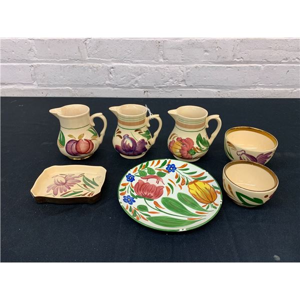 7pcs Wade 'Harvest' English Porcelain Cream Pitchers, Sugar Bowls, Plate