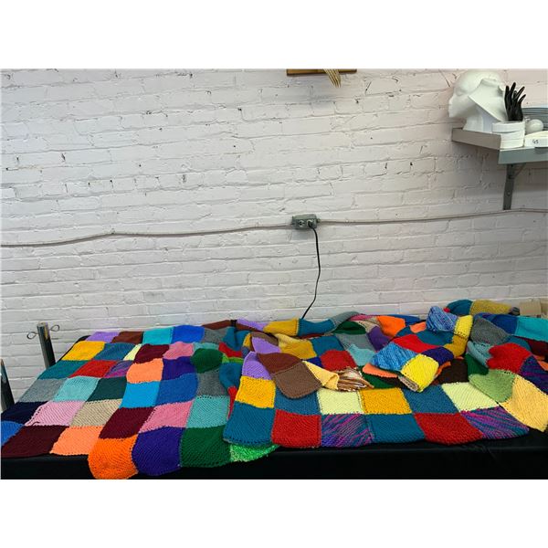 6 Rainbow Knit Crocheted Throw Blankets