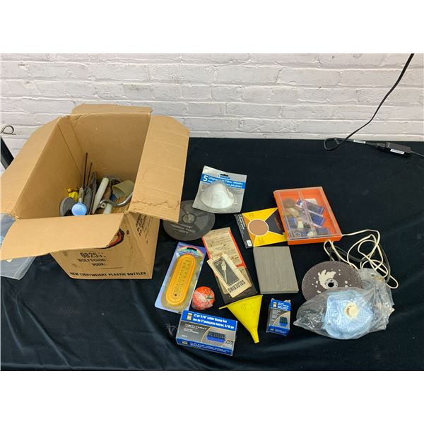 Box of Assorted Tools, Hand Tools, Accessories
