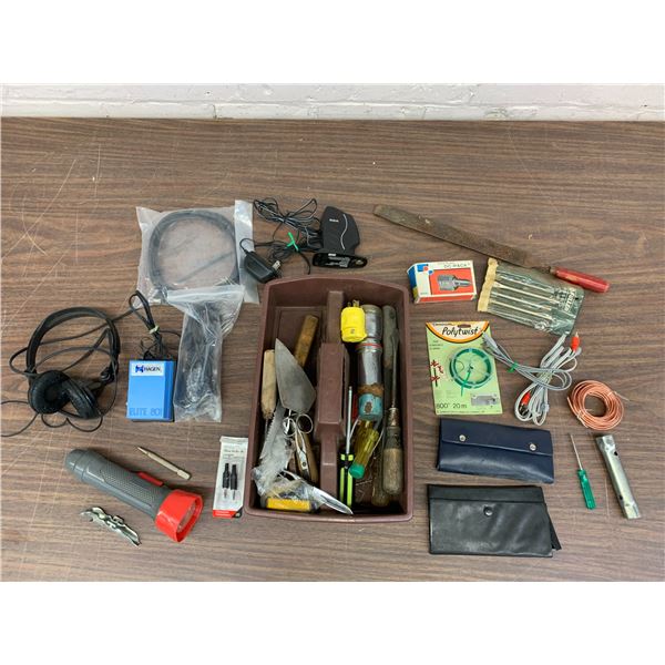 Garage Lot Hand Tools, Cables, Electronics (as is), Flashlights, etc