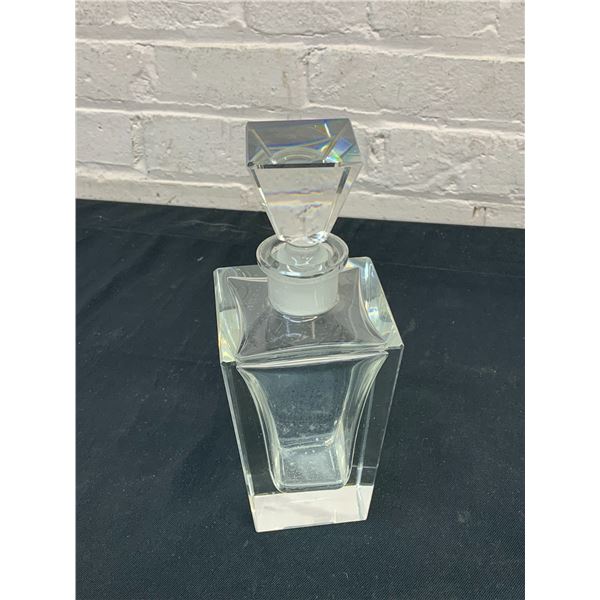 Crystal Sharp Edge Decanter Bottle w Stopper *small chip on corner*